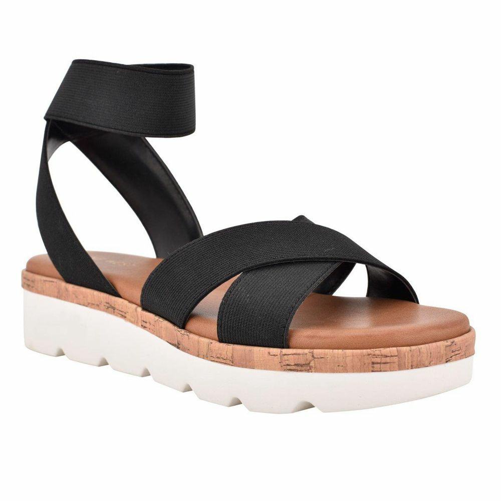 Flat wedge hot sale sandals black